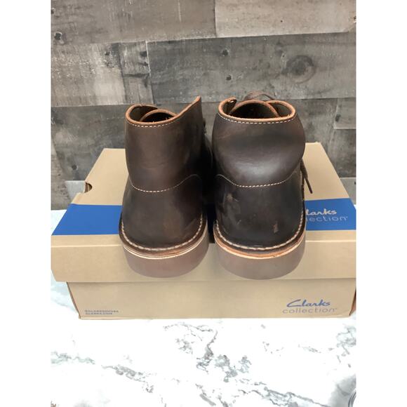 Clarks Men 11M Beeswax Leather Bushacre 2 Chukka Boots Lace Up Classic LB15-12 - Picture 7 of 10